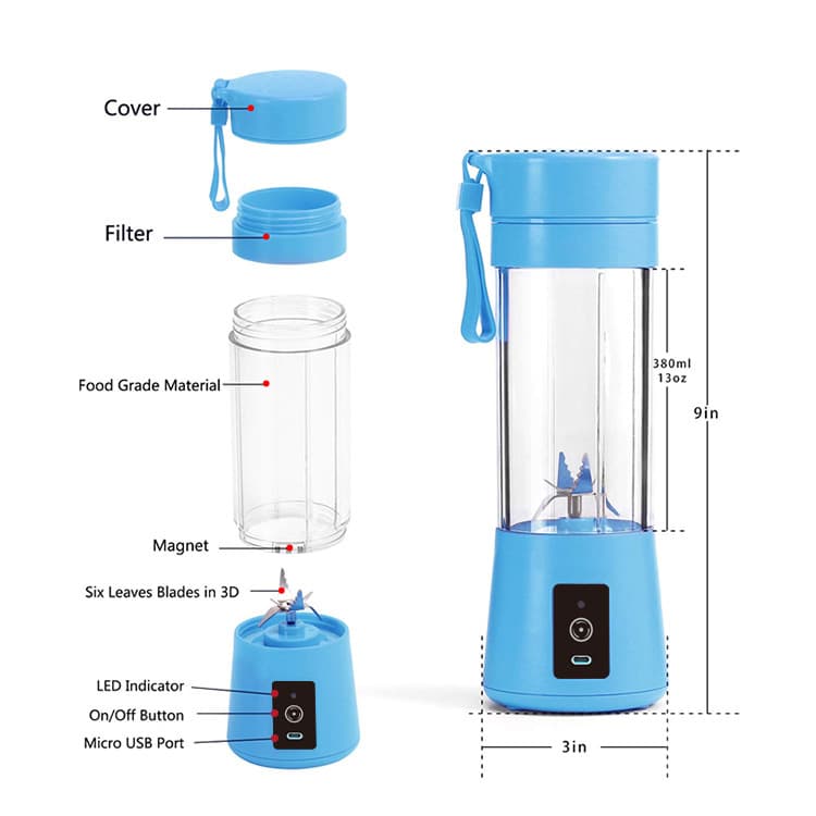 View 4 of Portable Blender Cup, USB‑C Rechargeable Mini Juicer for Home & Travel