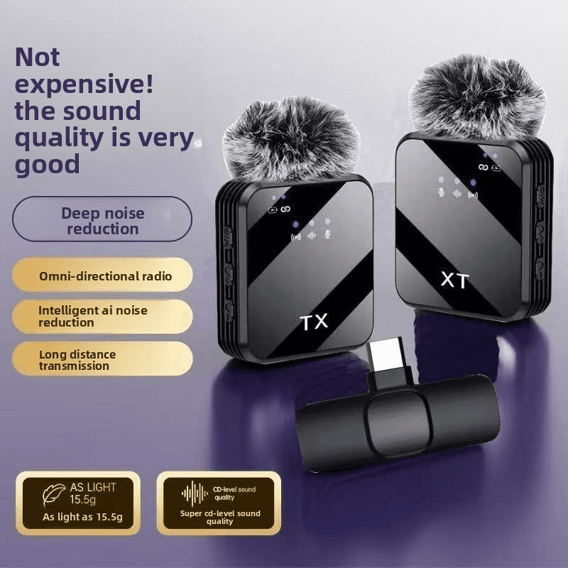 View 1 of F12F16 Wireless Lavalier Microphone, Clip‑on Lapel Mic DSP Noise Reduction for Phone Vlog Live Stream
