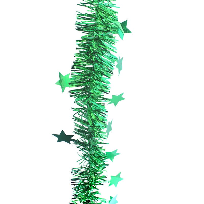 2 m Green Star Tinsel Garland