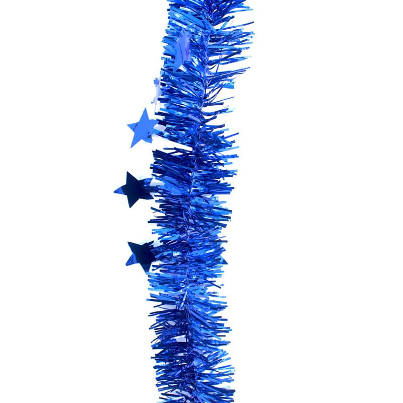 2 m Blue Star Tinsel Garland