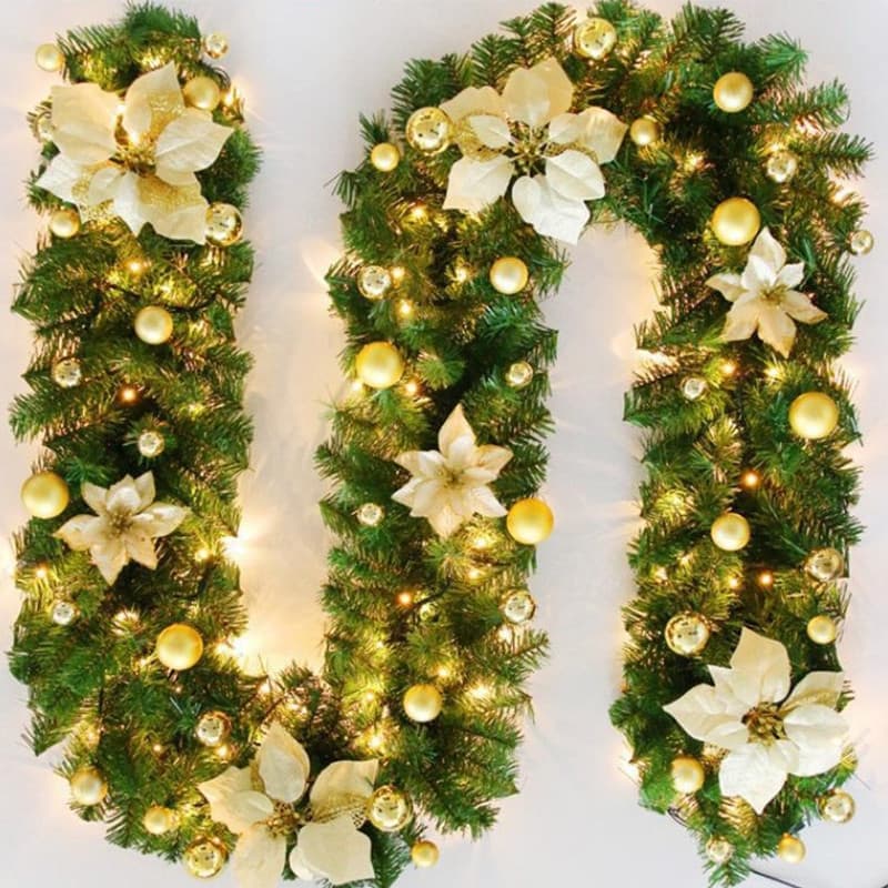 gold with baubles and flowers, without lights