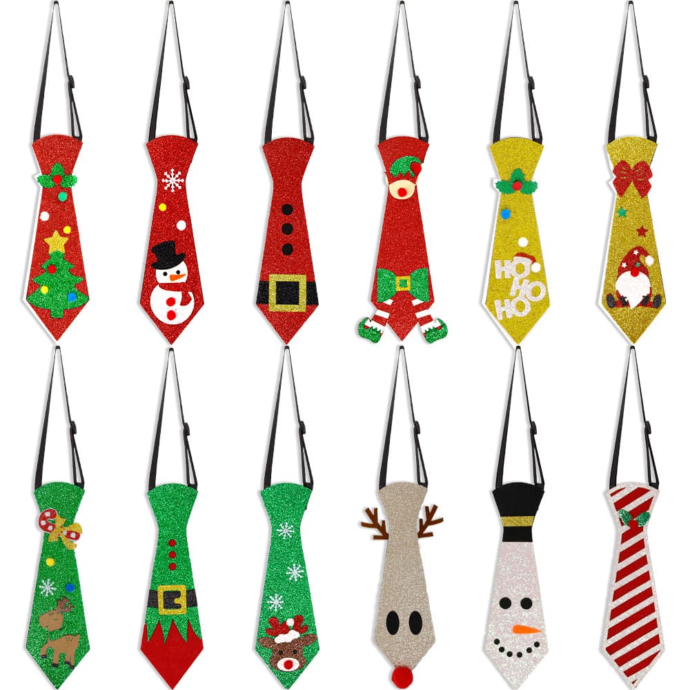 Christmas Felt Reindeer Snowman Party Necktie main image 1